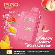 isgo bar 10000 puffs vape peach mango watermelon