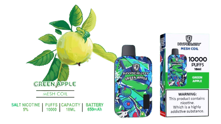 hyperjoy 10000 puffs green apple